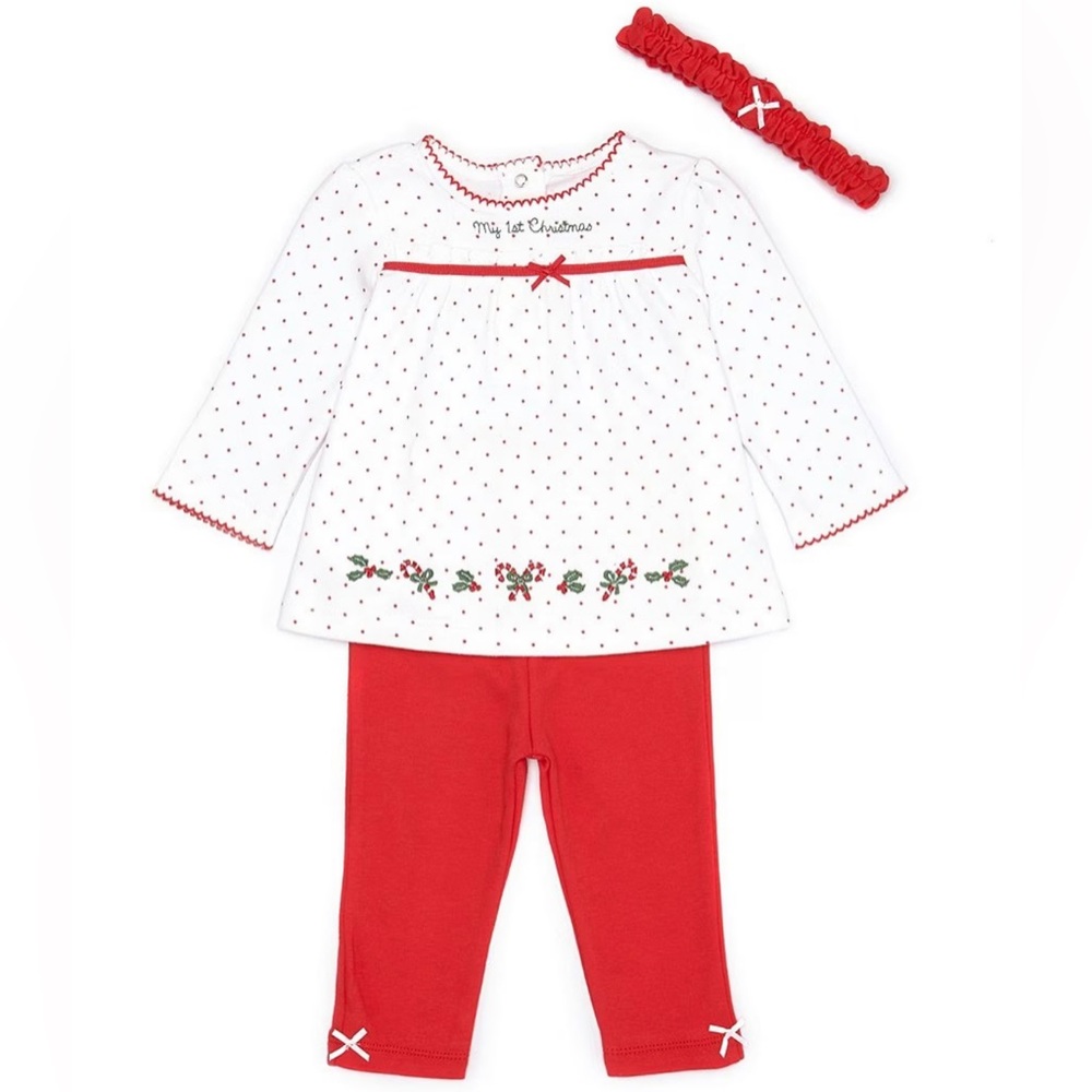 New - Little Me 6-9m baby girl ‘My 1st Christmas’ outfit with headband